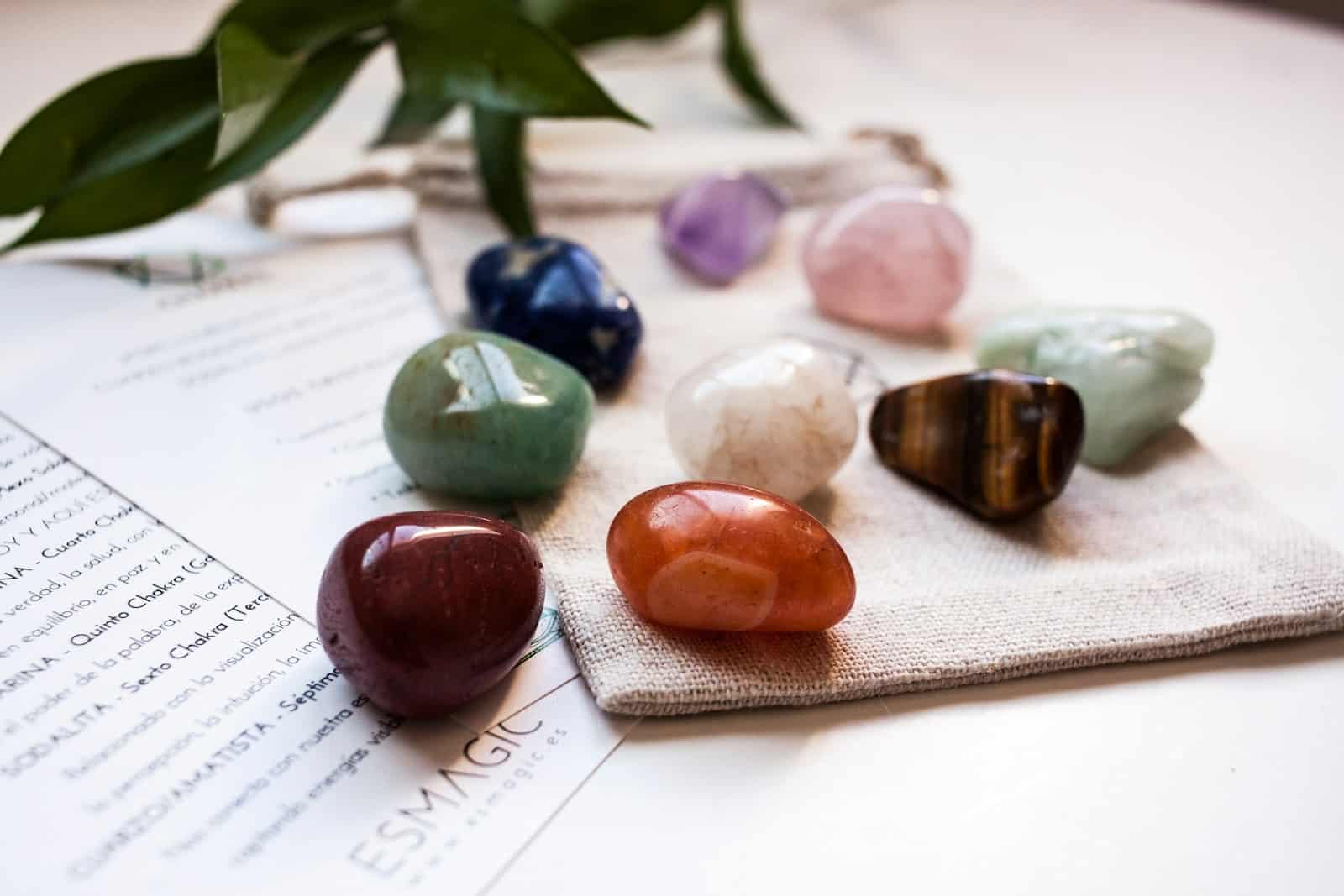 a group of stones sitting on top of a piece of paper